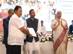 Smt @nsitharaman, along with Shri @mppchaudhary - Hon’ble Minister of State for Finance, launched the ‘New Credit Assessment Model’ based on the scoring of digital footprints of MSMEs during the post-budget interaction programme in Visakhapatnam, AP