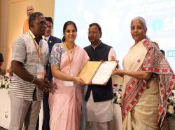 Smt @nsitharaman, along with Shri @mppchaudhary - Hon’ble Minister of State for Finance, launched the ‘New Credit Assessment Model’ based on the scoring of digital footprints of MSMEs during the post-budget interaction programme in Visakhapatnam, AP