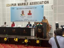 Hon'ble Finance Minister addressed the audience during her interaction with MSME units of Marble Cluster in Udaipur, Rajasthan.