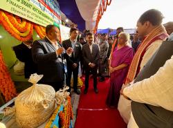 Hon'ble Finance Minister Smt. Nirmala Sitharaman along with Shri Samrat Choudhary, Hon'ble Deputy Chief Minister of Bihar, visited the stalls and interacted with the stall owners who have benefited from credit availed from various financial institutions through various schemes of the central govt and state govt before taking part in a Credit Outreach Programme in Darbhanga on 29.11.2024.