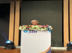 Hon'ble Finance Minister Smt. Nirmala Sitharaman released a commemorative coin during the Centenary Celebrations of SBI Mumbai Main Branch Building in Mumbai, Maharashtra.