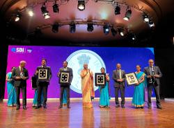 Hon'ble Finance Minister Smt. Nirmala Sitharaman released a commemorative coin during the Centenary Celebrations of SBI Mumbai Main Branch Building in Mumbai, Maharashtra.