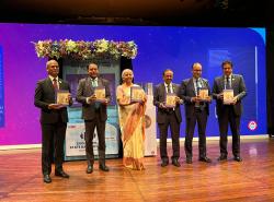 Hon'ble Finance Minister Smt. Nirmala Sitharaman released a commemorative coin during the Centenary Celebrations of SBI Mumbai Main Branch Building in Mumbai, Maharashtra.