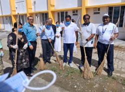 Union Finance Minister took part in a cleanliness drive under the SwachhataHiSeva2024 campaign at the district hospital in Namsai, an aspirational District in Arunachal Pradesh on 02.10.2024. Hon'ble Deputy Chief Minister Shri Chowna Mein and Hon'ble MP Shri Tapir Gao were also present, along with Secretary DFS, Additional Secretary, senior officials from DFS, PR&ID (MOF),NABARD, SBI, SIDBI, and hospital staff.