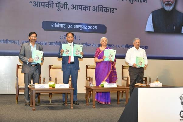 Union Finance Minister Smt. Nirmala Sitharaman launched Nationwide Awareness Campaign on Unclaimed Assets in the Financial Sector, titled “आपकी पूँजी, आपका अधिकार” – Your Money, Your Right, in Gandhinagar, Gujarat