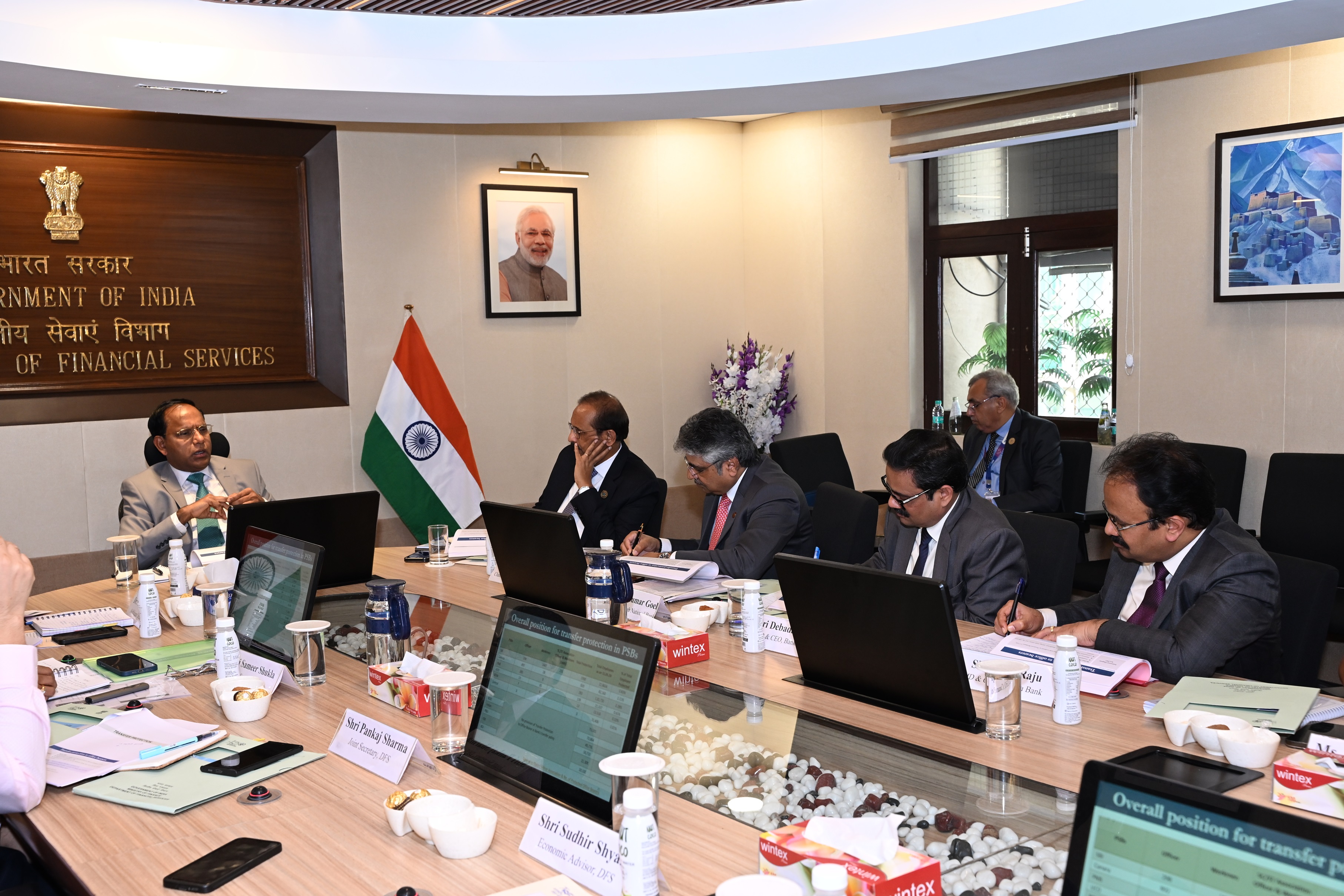 Secretary, DFS chaired a comprehensive review meeting with heads of PSBs on 05.11.2024 to assess the performance and progress of PSBs across areas, including financial stability, digital innovation, cybersecurity, customer-centric initiatives, and support