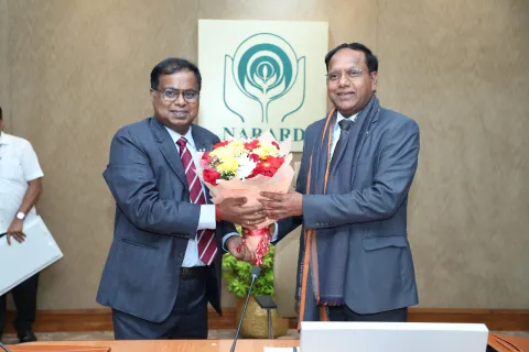 Secretary, DFS, reviewed the functioning of NABARD along with its senior functionaries, including Chairman, at its Head Office in Mumbai today